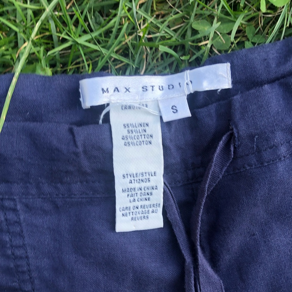 Max Studio Navy Linen Pants